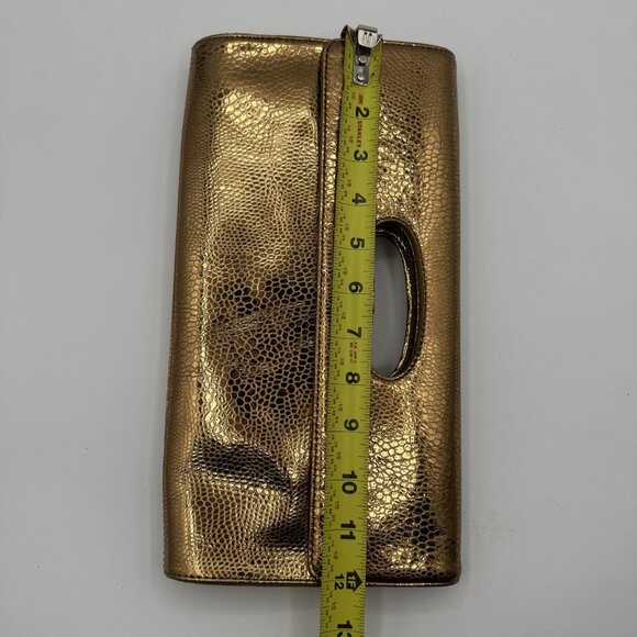 VTG Rare “HOBO The Original” Purse Clutch Metallic Gold Reptile Red 100% Leather - Picture 9 of 10